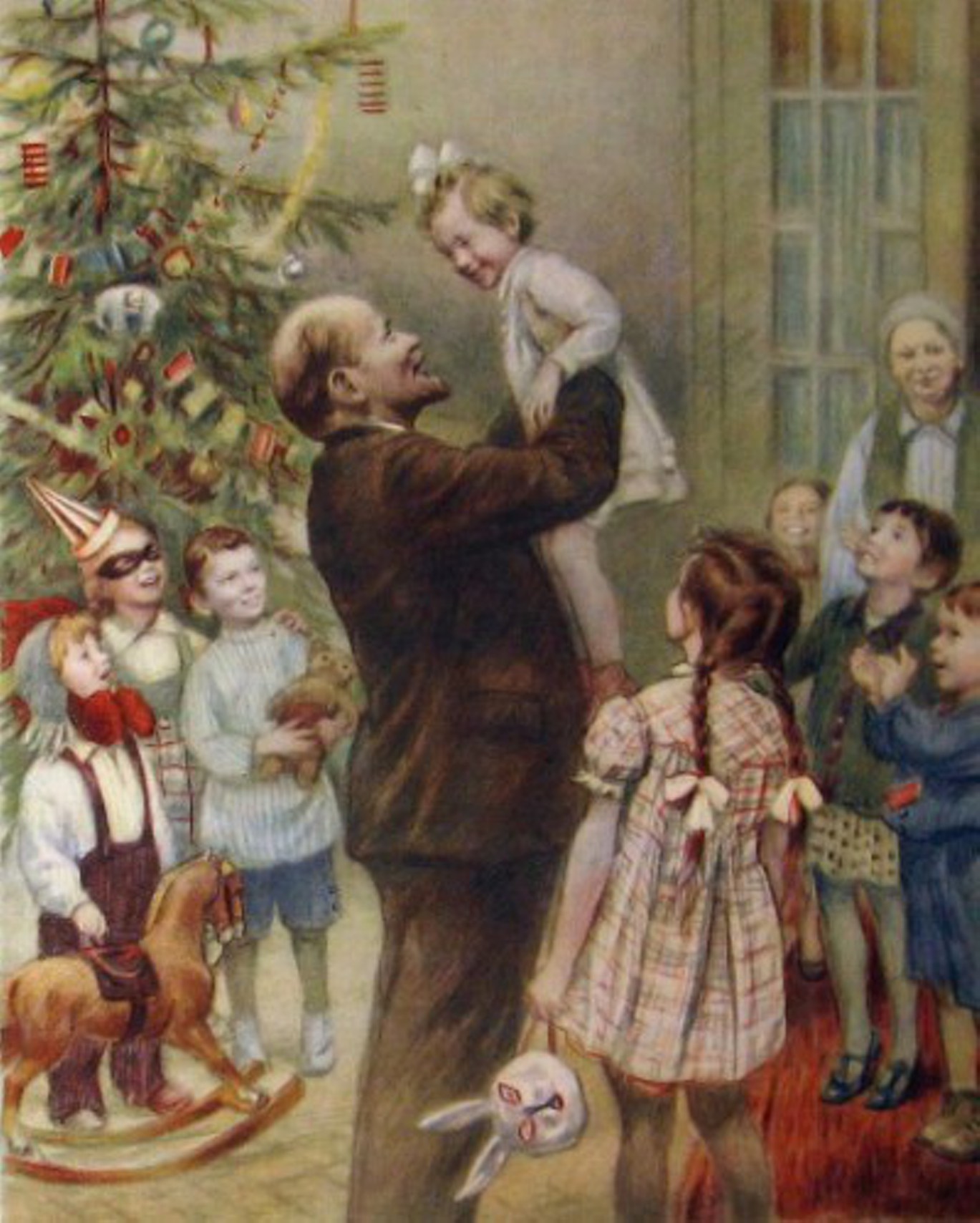 Родина рождественских елок. Ленин на елке в Сокольниках. Ленин на елке в Сокольниках картина.
